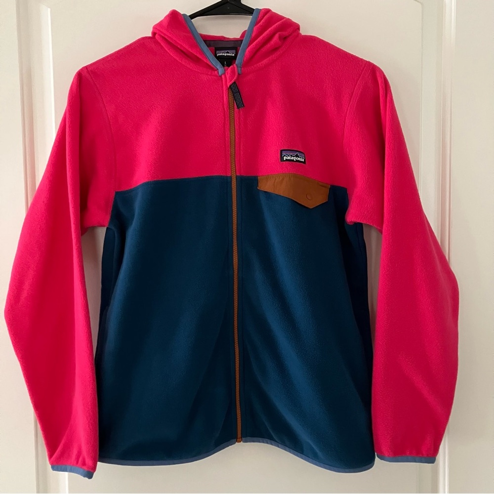 NWOT - Patagonia Micro Fleece Snap-T Hoodie Jacket - kids size Large (12)